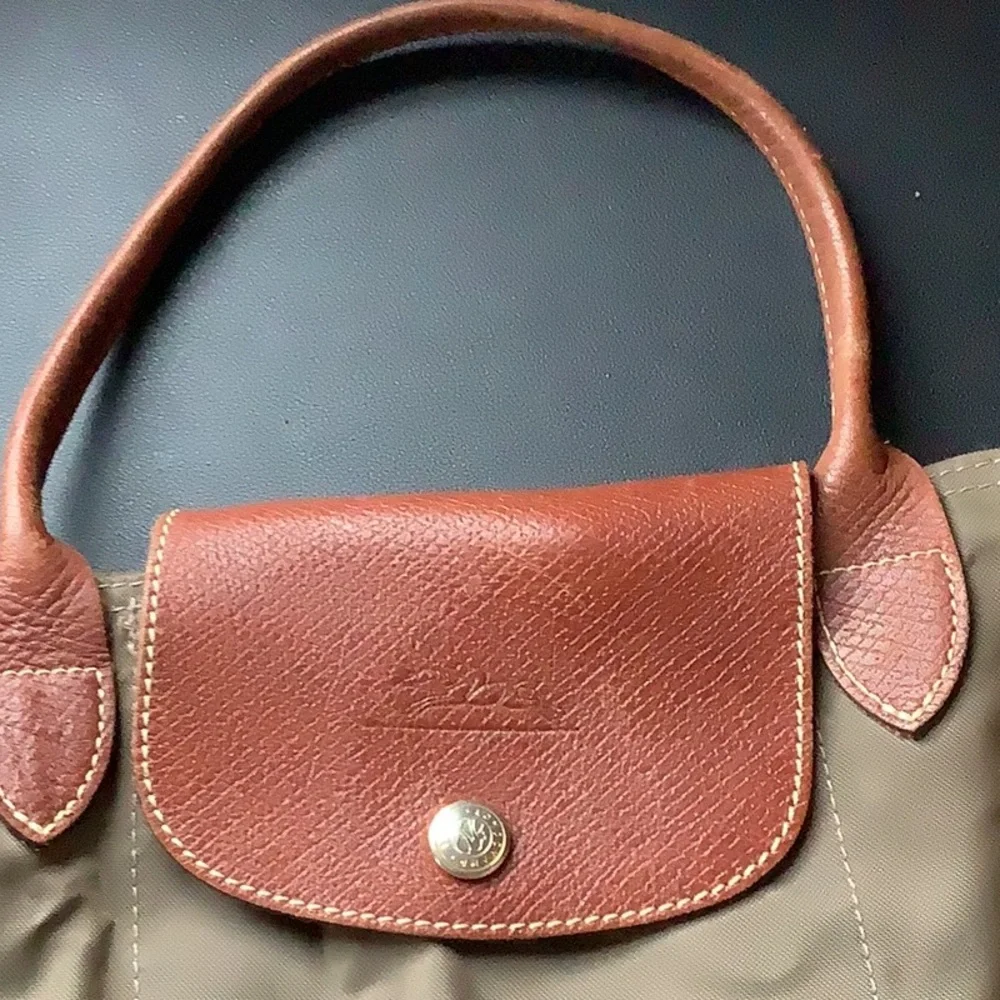 Brown Tote Bag longchamp L brown and dark green - Picture 4 of 6